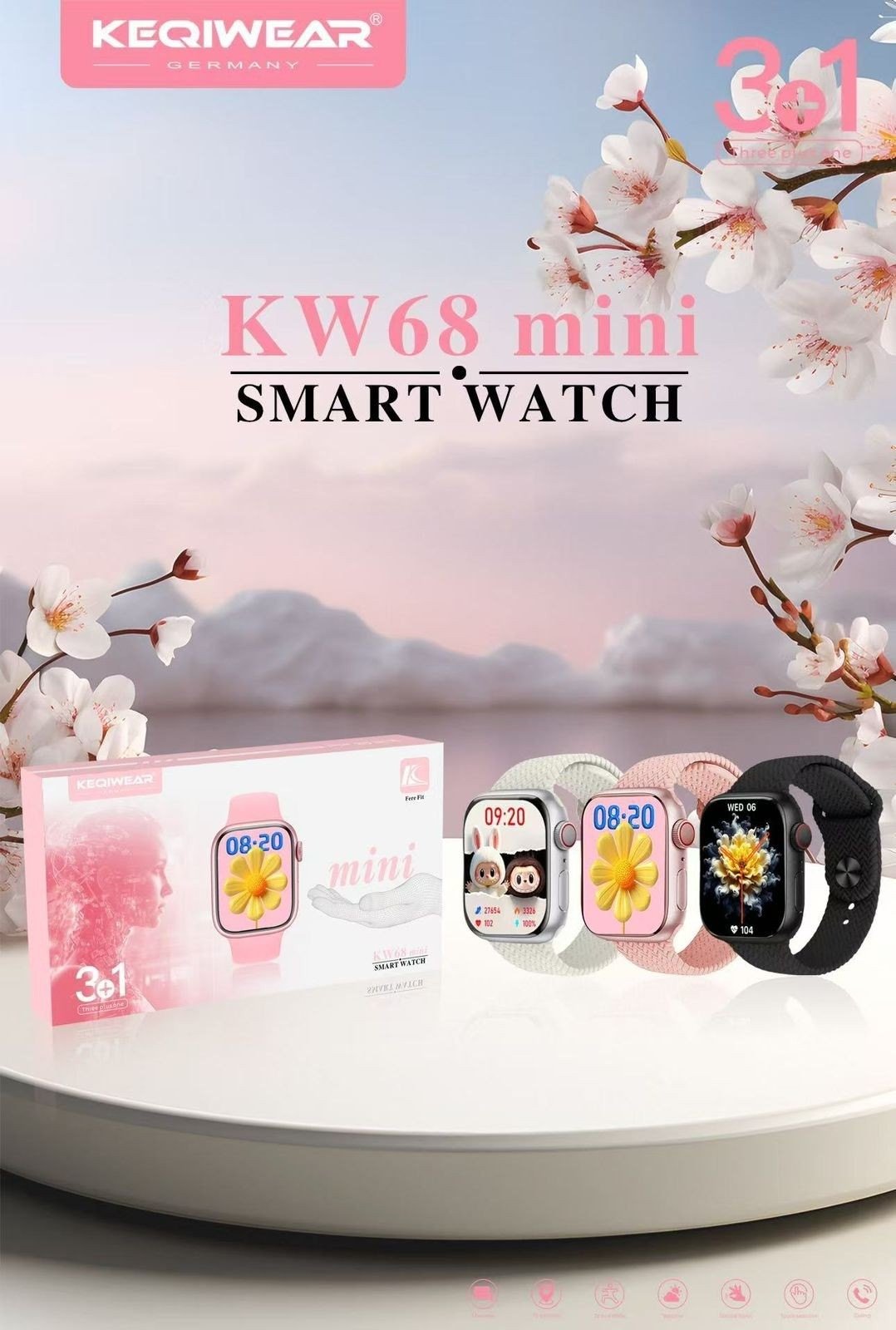 KW 68 mini KEQIWEAR GERMANY KW68 mini 3+1 Straps Smart Watch